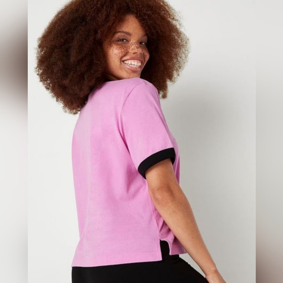 Victoria's Secret PINK Campus Crop Short Sleeve Ringer Tee - Picture 4 of 7